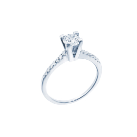 "Eternity Premium 013" - Inel de logodna din aur alb de 18K cu diamant