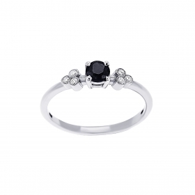 "Triple Vintage Black" gold K18 ring with black diamond